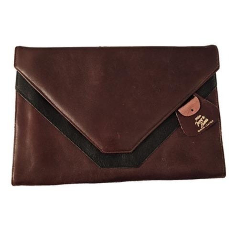 Vintage 80s Ladies Miss Tony Lama Leather Envelope Clutch Bag Purse - Burgundy
